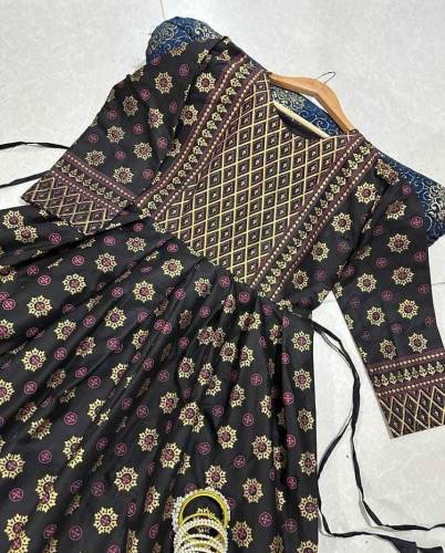 2 Pcs Women's Stitched Cotton Printed Maxi