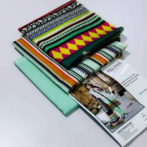 Digital printed Lawn ShirtPrinted Voil lawn DuppataDyed lawn trouser