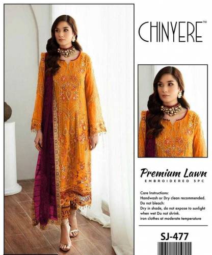 3PC Unstitched Lawn Embroidered Suit