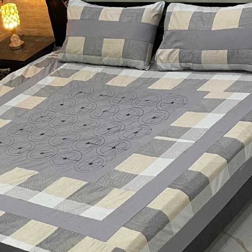 Embroidered Patch Work King Size BedSheets...😇😍Fabric 😍 😜  Cotton Sata