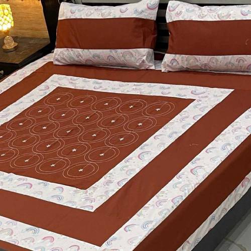 Embroidered Patch Work King Size BedSheets...😇😍Fabric 😍 😜  Cotton Sata