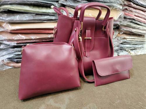 Ladies 3pcs hand bag plain