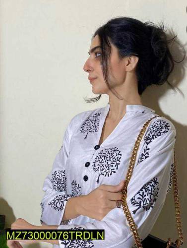 2 pcs women,s stitched linen printed sout