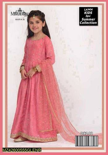 3 PCs girls unstitched lawn embroiderd suit 