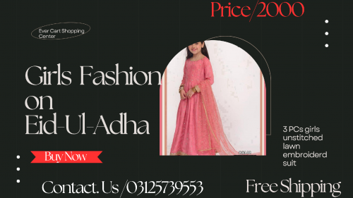 3 PCs girls unstitched lawn embroiderd suit 