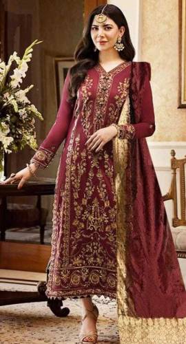 3PC Unstitched Lawn Embroidered Suit