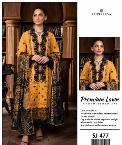 3PC Unstitched Lawn Embroidered Suit 