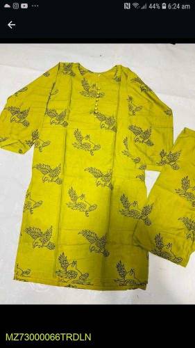 2pcs women stitched linen printed suit 