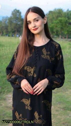 2pcs women stitched linen printed suit 