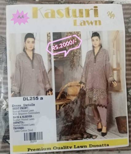 Kasturi lawn collection with embroidered shirt & Lawn Dupatta