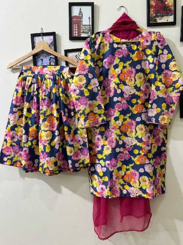 Digital print stitched dress