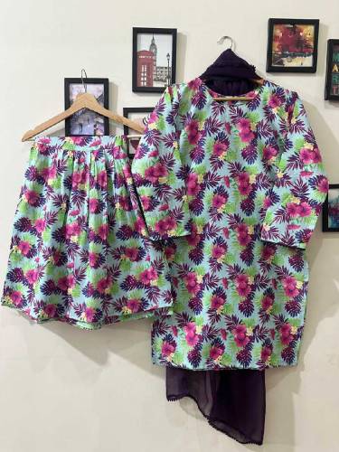 Digital print stitched dress