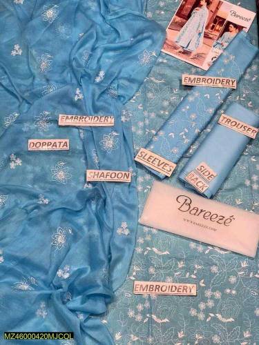 Woman's unstitched fabric lown suit 3 pics