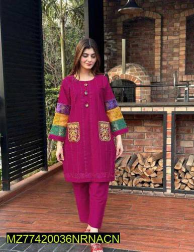 2 pcs Womans stitched printed suit lawn suit