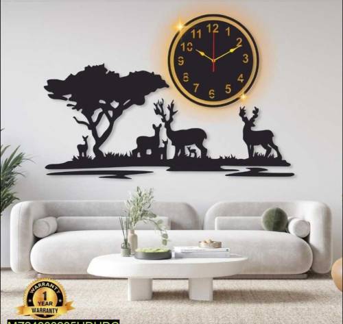 beautiful MDF wood wall clock with backlight 