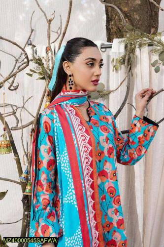 2 pcs Womans stitched printed suit lawn suit