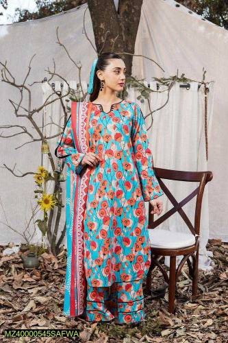 2 pcs Womans stitched printed suit lawn suit