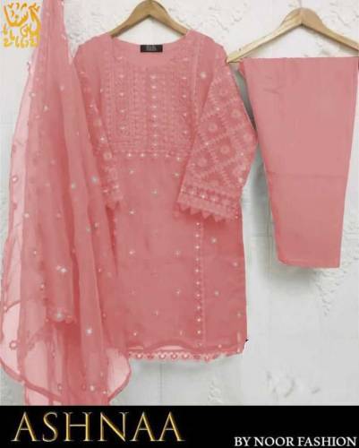 Shirt Heavy Embroidery With Pearls Attached 3Piece