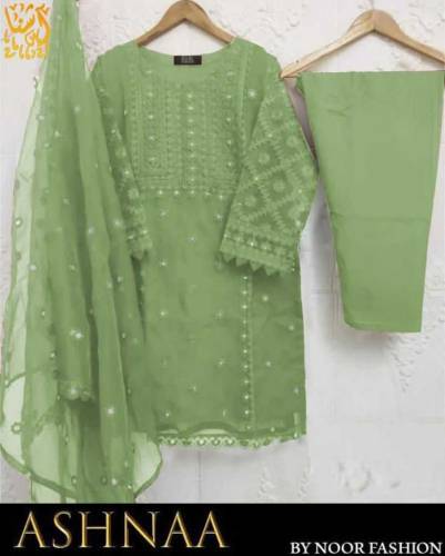 Shirt Heavy Embroidery With Pearls Attached 3Piece