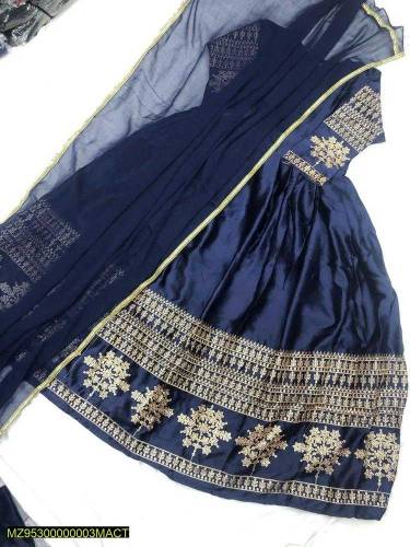 3pcs women stitched shamoz silk embroidered maxi