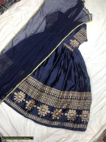 3pcs women stitched shamoz silk embroidered maxi