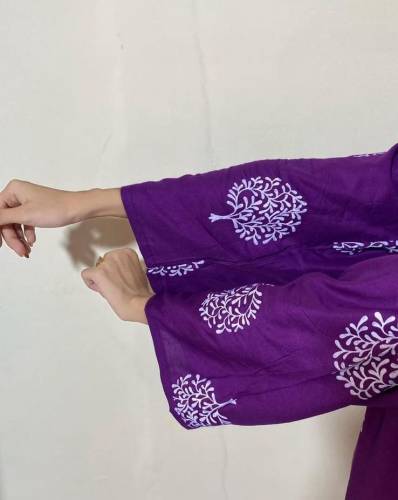 2pcs women’s stitched linen printed suit 