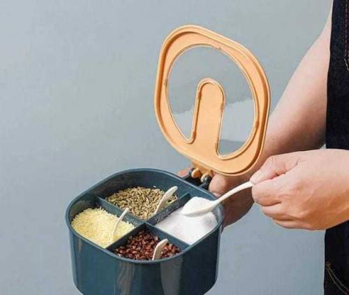 4 in 1 Partition Kitchen Seasoning Spice Box with Spoons