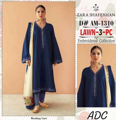 3PC Unstitched Lawn Embroidered Suit 