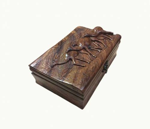 Wooden Jewelry And Make up Box, Carved Faces Jewellery Box.