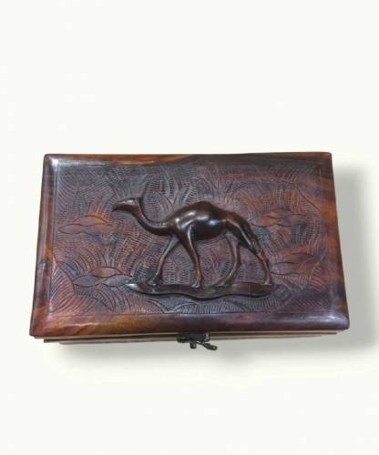 Wooden Jewelry And Make up Box, Carved Faces Jewellery Box.