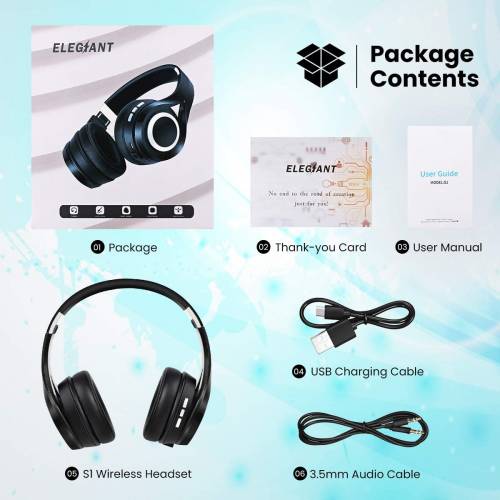 ELEGIANT Over-Ear Bluetooth 5.0 Headset Superior Bass with HiFi Stereo
