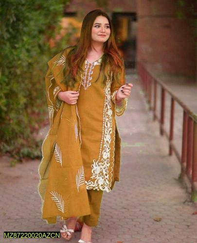 Women•  Fabric: Organza•  Pattern: Embroidered•  Neck Type: V-Neck•  S