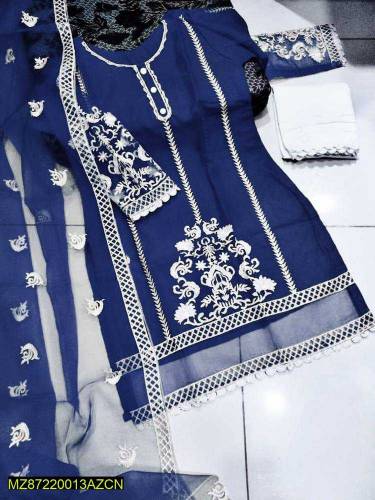 Women•  Fabric: Organza•  Pattern: Embroidered•  Neck Type: V-Neck•  S