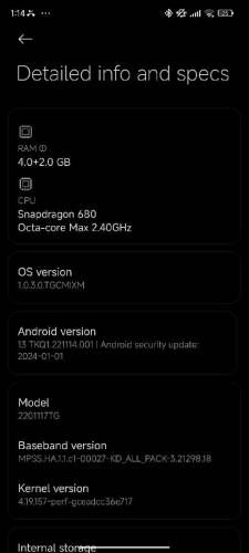 redmi note 11 4+2gb ram and 128 gb rom