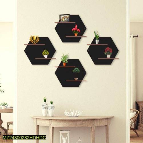 Hexa wall Hanging Double shelves , pack of 4