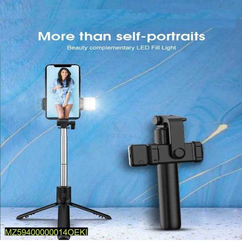 selfie stick with LED light mini tripod stand 