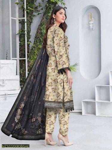 3pcs woma,s unstitched Lawn digital print suit 