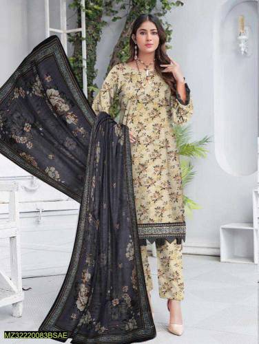3pcs woma,s unstitched Lawn digital print suit 