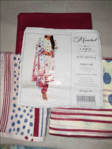 Minahil unstitched suit 3 piece Printed lawn for girls/women 