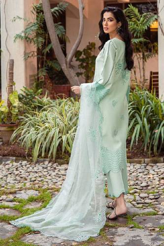 unstiched Cotton chicken kaari with organza dupatta 