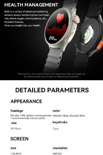 HW3 Ultra Max Smart Watch Round/Circle Dial Bluetooth Calling Sports M