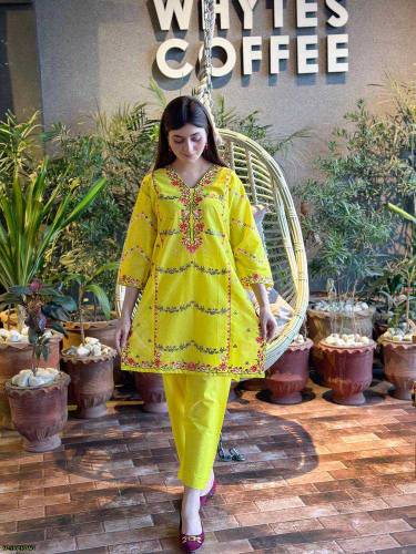 2pc embroidered stich woman lawn dress 