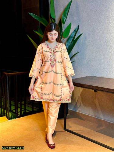 2pc embroidered stich woman lawn dress 
