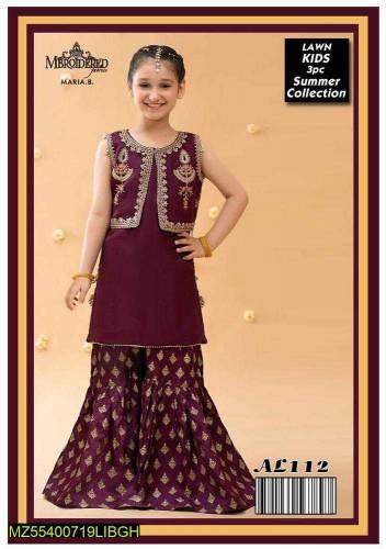 3pc girl embroidered unstich dress 