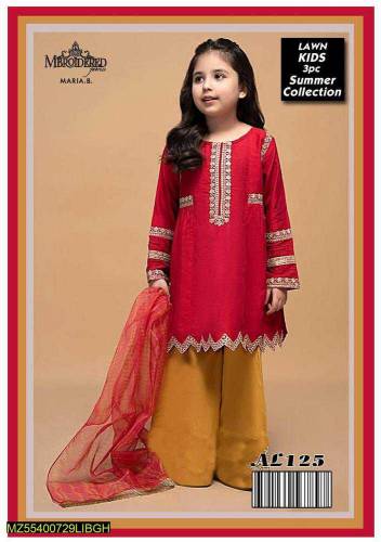 3pc girl embroidered unstich dress 