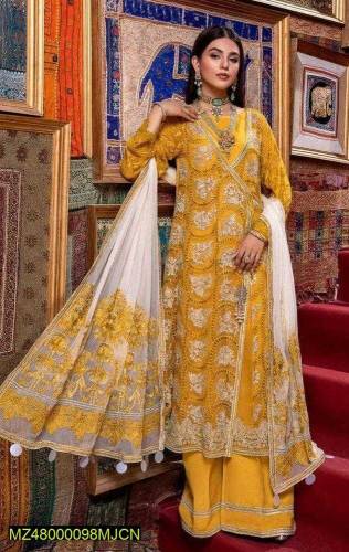 3 pcs women's unstitched lawn embroidered sui