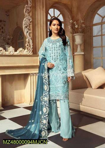 3 pcs women's unstitched lawn embroidered sui