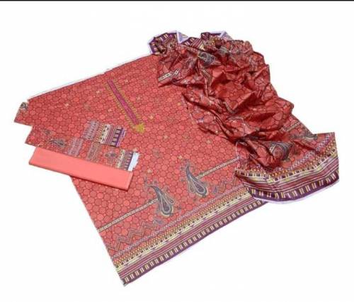 3pcs women unstitched lawn printed suit