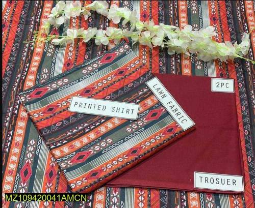 Digital printed Fabric lawn 2pcs for girls