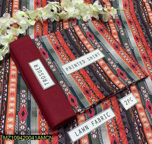 Digital printed Fabric lawn 2pcs for girls